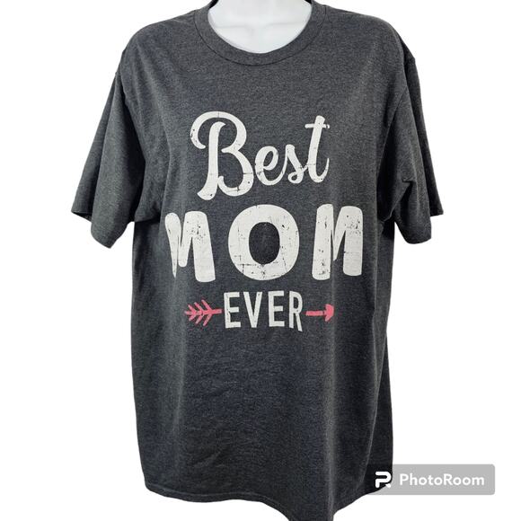Port & Company Gray Tee Shirt "Best Mom Ever" Size Large - Picture 1 of 6